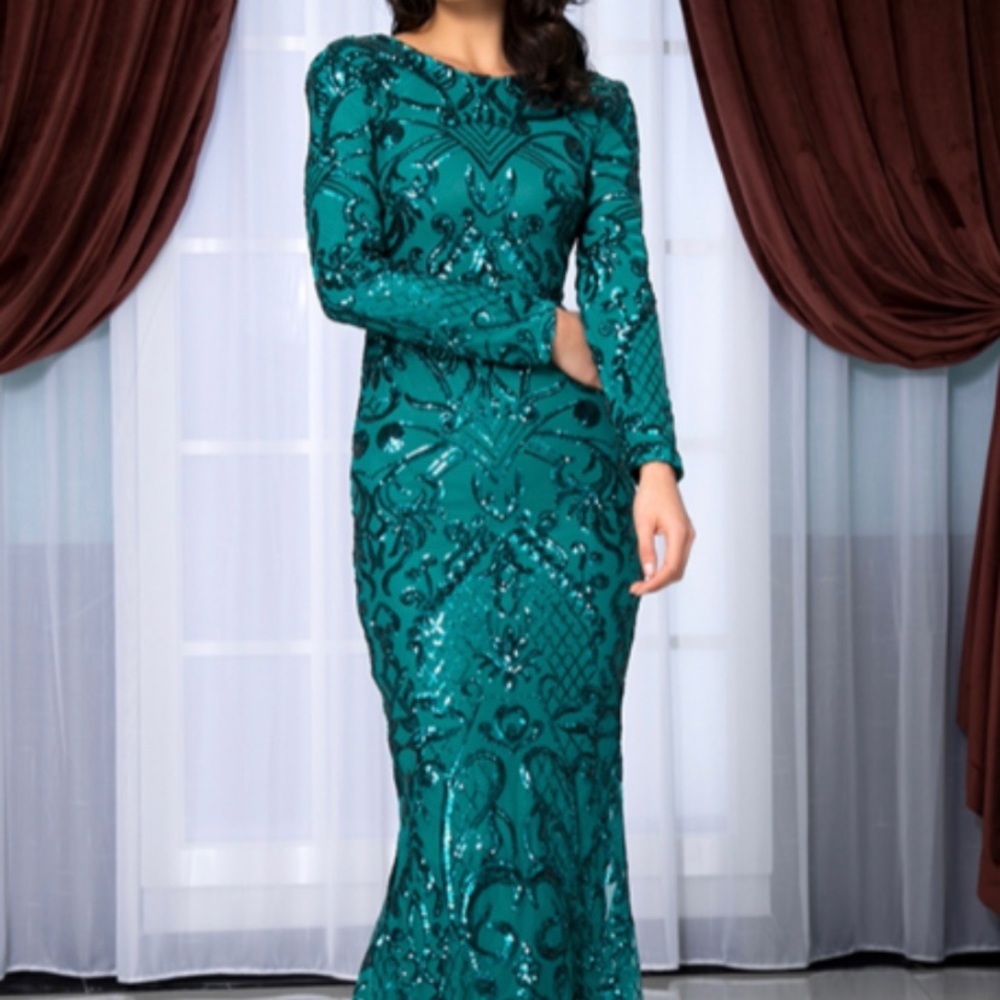 Emerald Sequins Gown